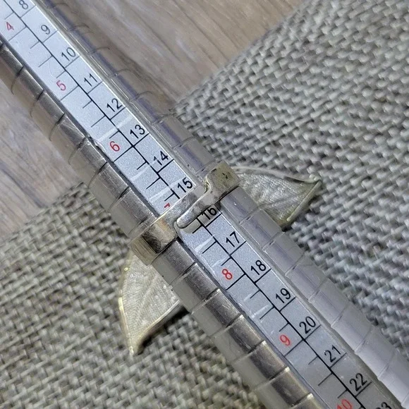 Vtg 1980s Trillium flower statement ring silver tone mesh crystal adjustable - Picture 5 of 10